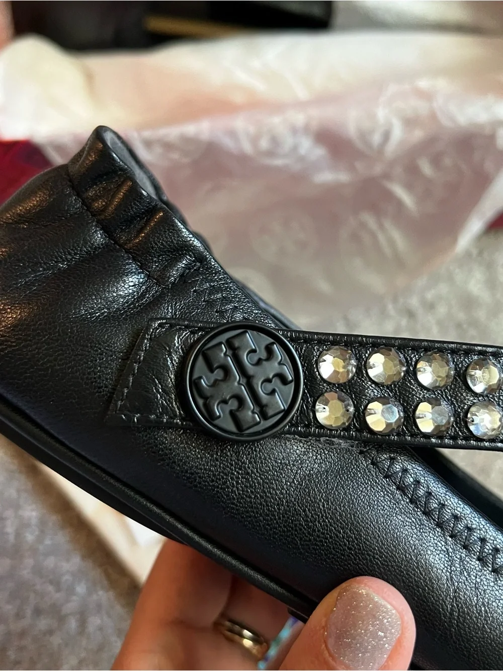 Tory Burch MINNIE EMBELLISHED TWO WAY BALLET shoes NWT